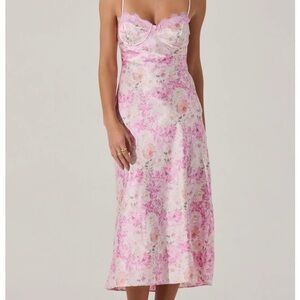 Astr Pink Floral Midi Dress